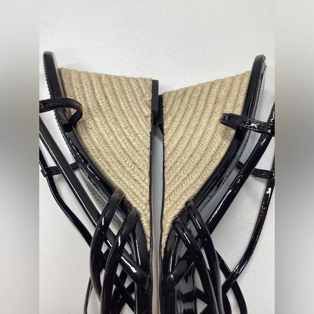 Tory Burch Black Multi Strap 75MM Wedge Sandals‎ Size 9